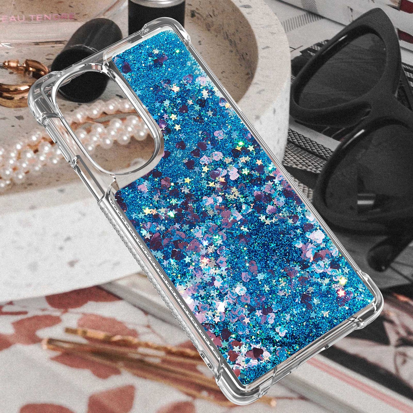 YB Quicksand Series-1 for Motorola Edge 30 Pro Liquid Phone Case Sparkle Flowing Floating Quicksand Soft TPU Clear Cover