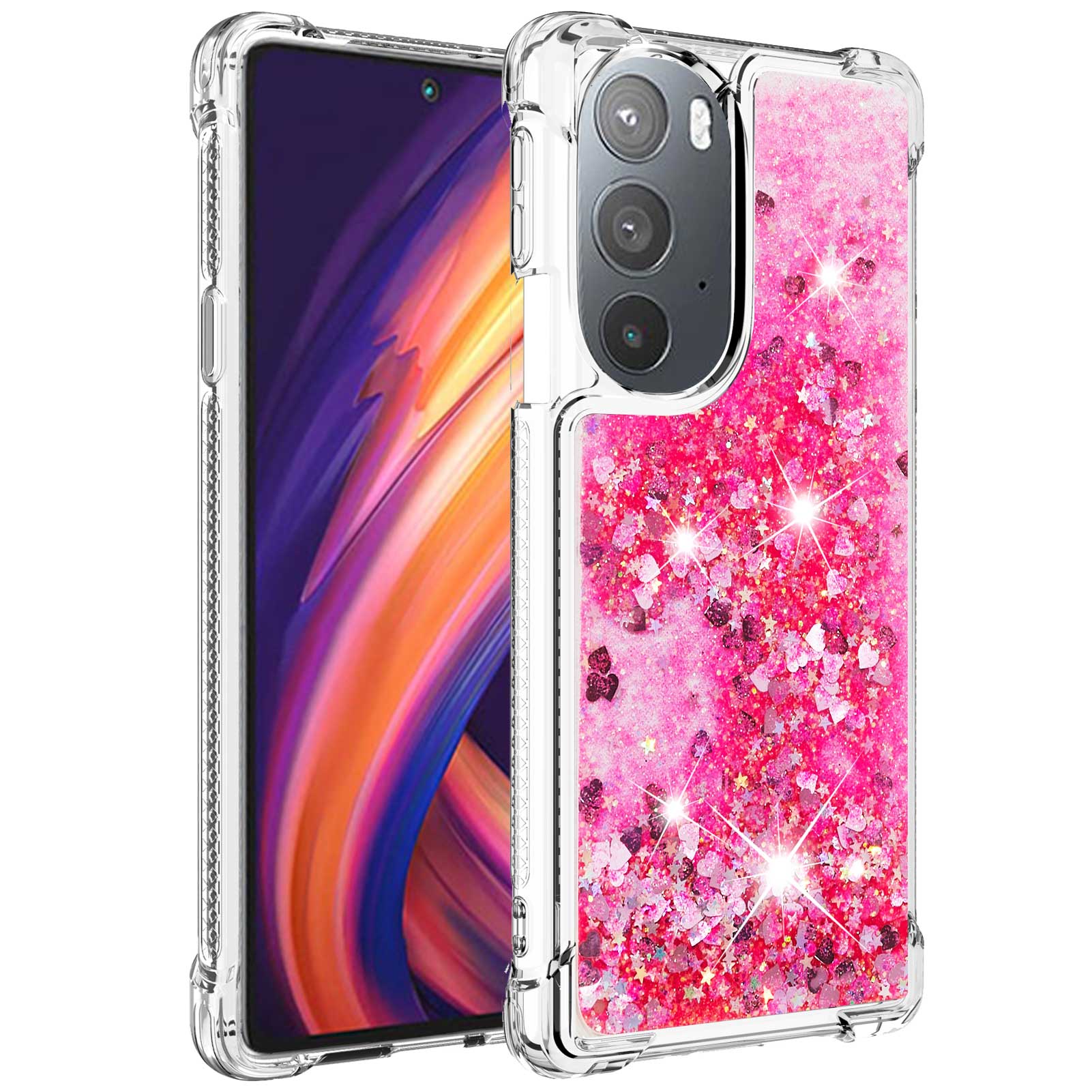 YB Quicksand Series-1 for Motorola Edge 30 Pro Liquid Phone Case Sparkle Flowing Floating Quicksand Soft TPU Clear Cover