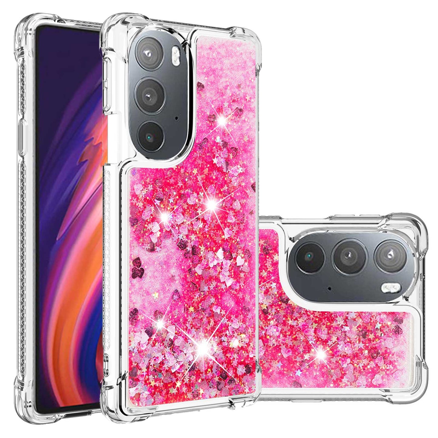 YB Quicksand Series-1 for Motorola Edge 30 Pro Liquid Phone Case Sparkle Flowing Floating Quicksand Soft TPU Clear Cover