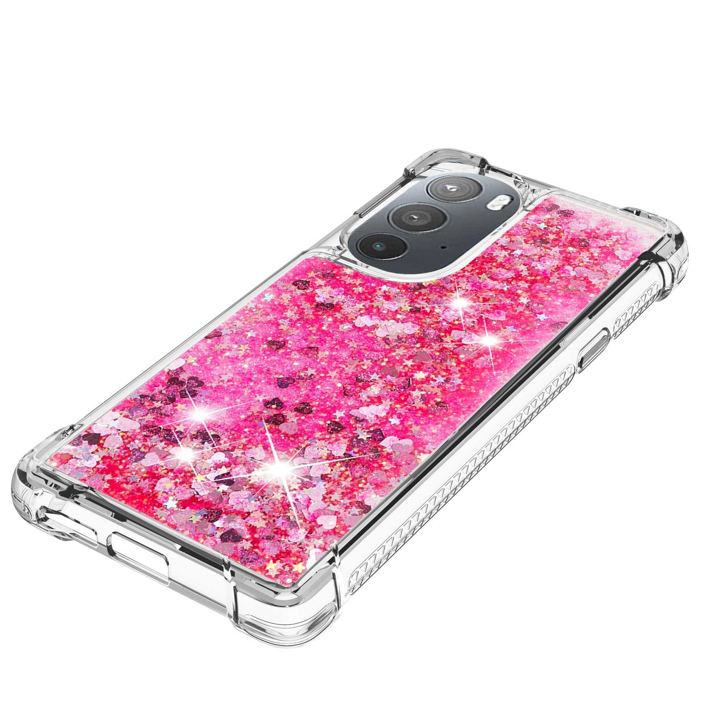 YB Quicksand Series-1 for Motorola Edge 30 Pro Liquid Phone Case Sparkle Flowing Floating Quicksand Soft TPU Clear Cover