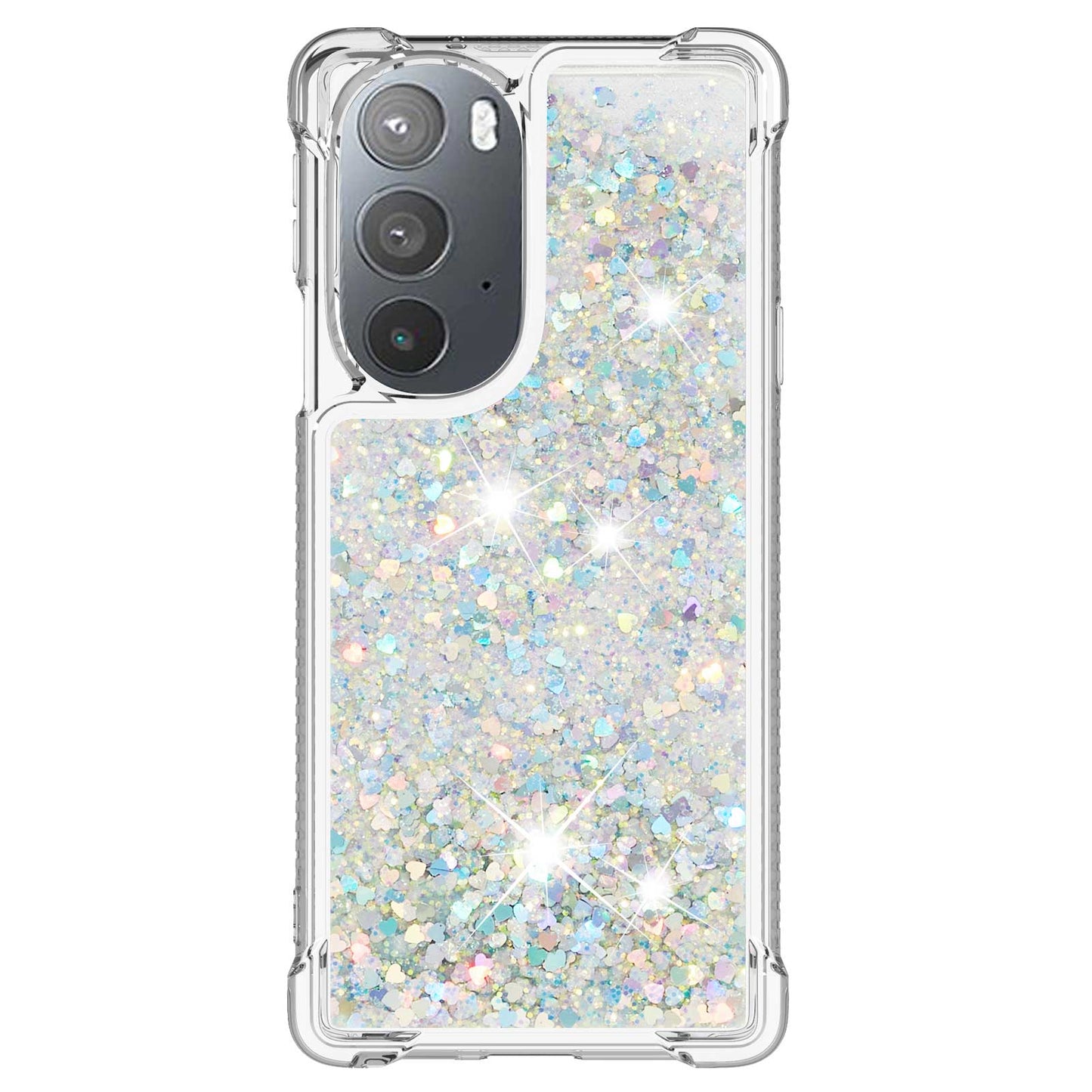 YB Quicksand Series-1 for Motorola Edge 30 Pro Liquid Phone Case Sparkle Flowing Floating Quicksand Soft TPU Clear Cover