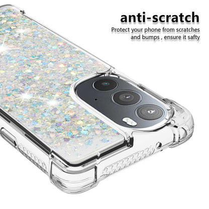 YB Quicksand Series-1 for Motorola Edge 30 Pro Liquid Phone Case Sparkle Flowing Floating Quicksand Soft TPU Clear Cover