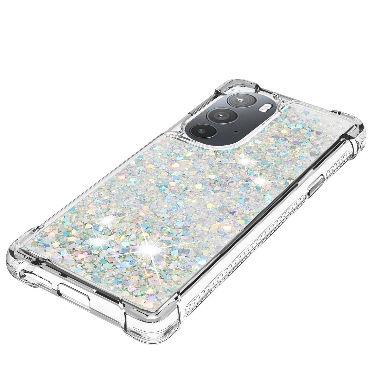 YB Quicksand Series-1 for Motorola Edge 30 Pro Liquid Phone Case Sparkle Flowing Floating Quicksand Soft TPU Clear Cover