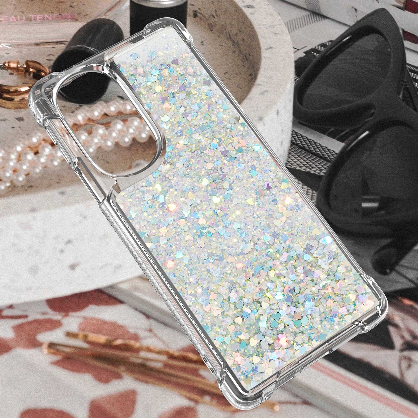 YB Quicksand Series-1 for Motorola Edge 30 Pro Liquid Phone Case Sparkle Flowing Floating Quicksand Soft TPU Clear Cover