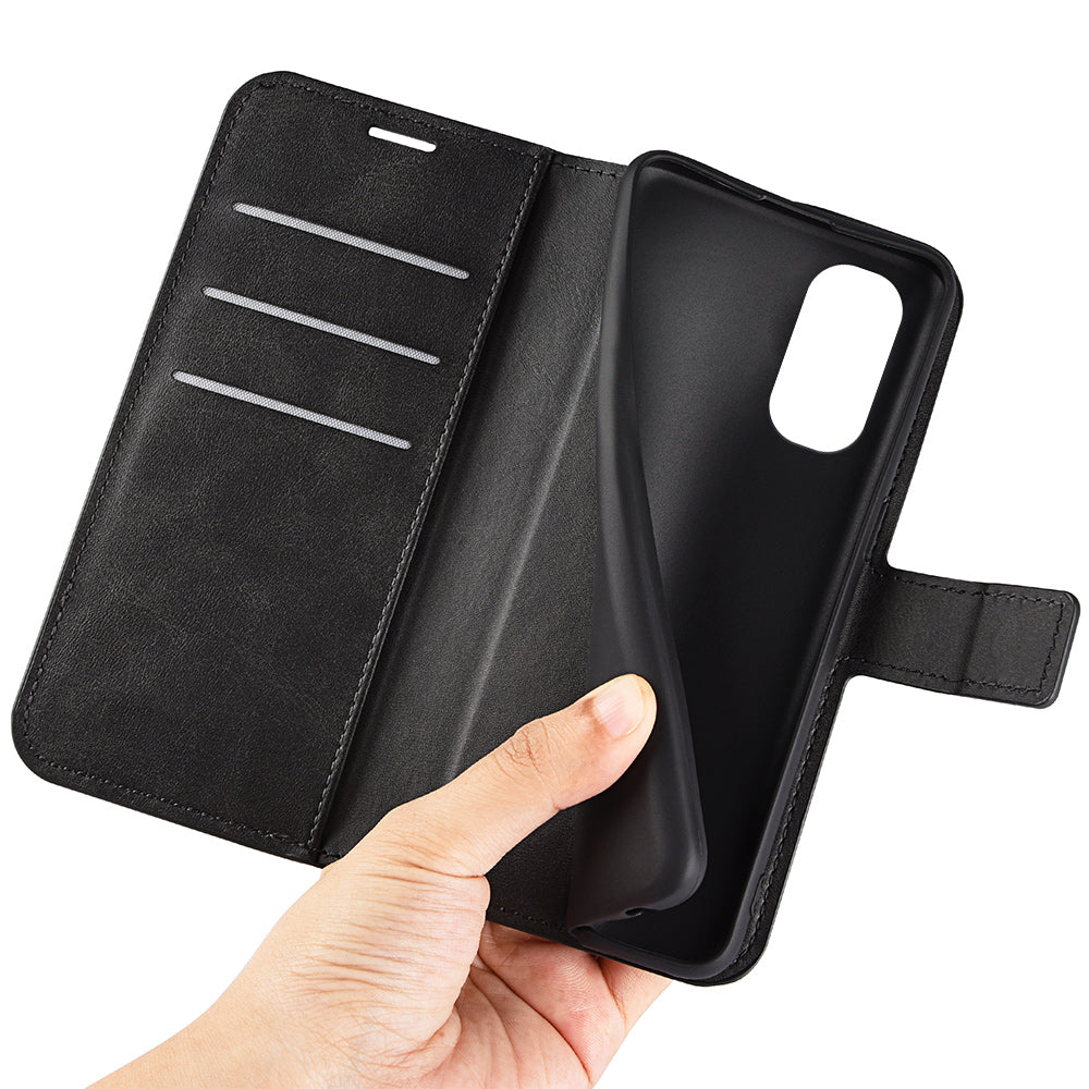 For Motorola Moto G Stylus 5G (2022) Non-slip Grip Textured PU Leather Cover Stand Function Magnetic Closure Flip Wallet Case