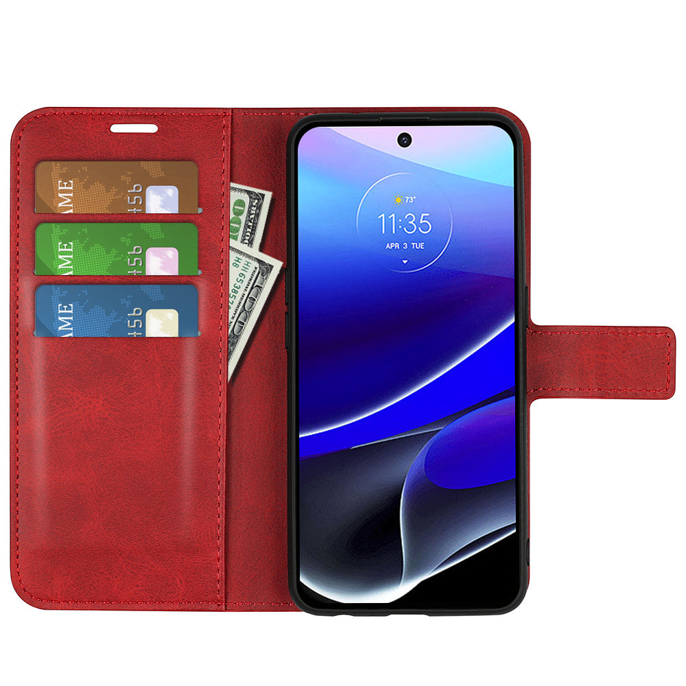 For Motorola Moto G Stylus 5G (2022) Non-slip Grip Textured PU Leather Cover Stand Function Magnetic Closure Flip Wallet Case