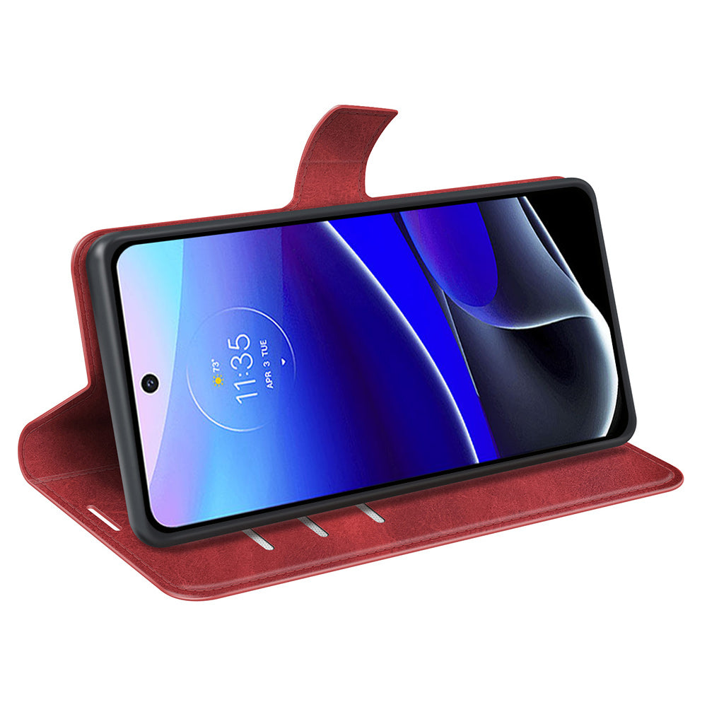 For Motorola Moto G Stylus 5G (2022) Non-slip Grip Textured PU Leather Cover Stand Function Magnetic Closure Flip Wallet Case