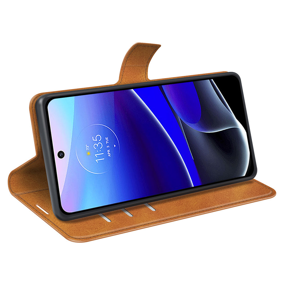 For Motorola Moto G Stylus 5G (2022) Non-slip Grip Textured PU Leather Cover Stand Function Magnetic Closure Flip Wallet Case