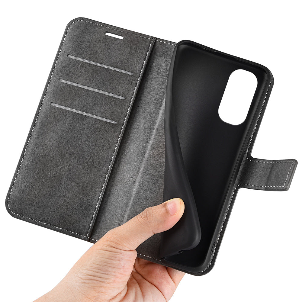 For Motorola Moto G Stylus 5G (2022) Non-slip Grip Textured PU Leather Cover Stand Function Magnetic Closure Flip Wallet Case