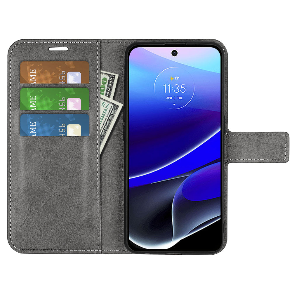 For Motorola Moto G Stylus 5G (2022) Non-slip Grip Textured PU Leather Cover Stand Function Magnetic Closure Flip Wallet Case