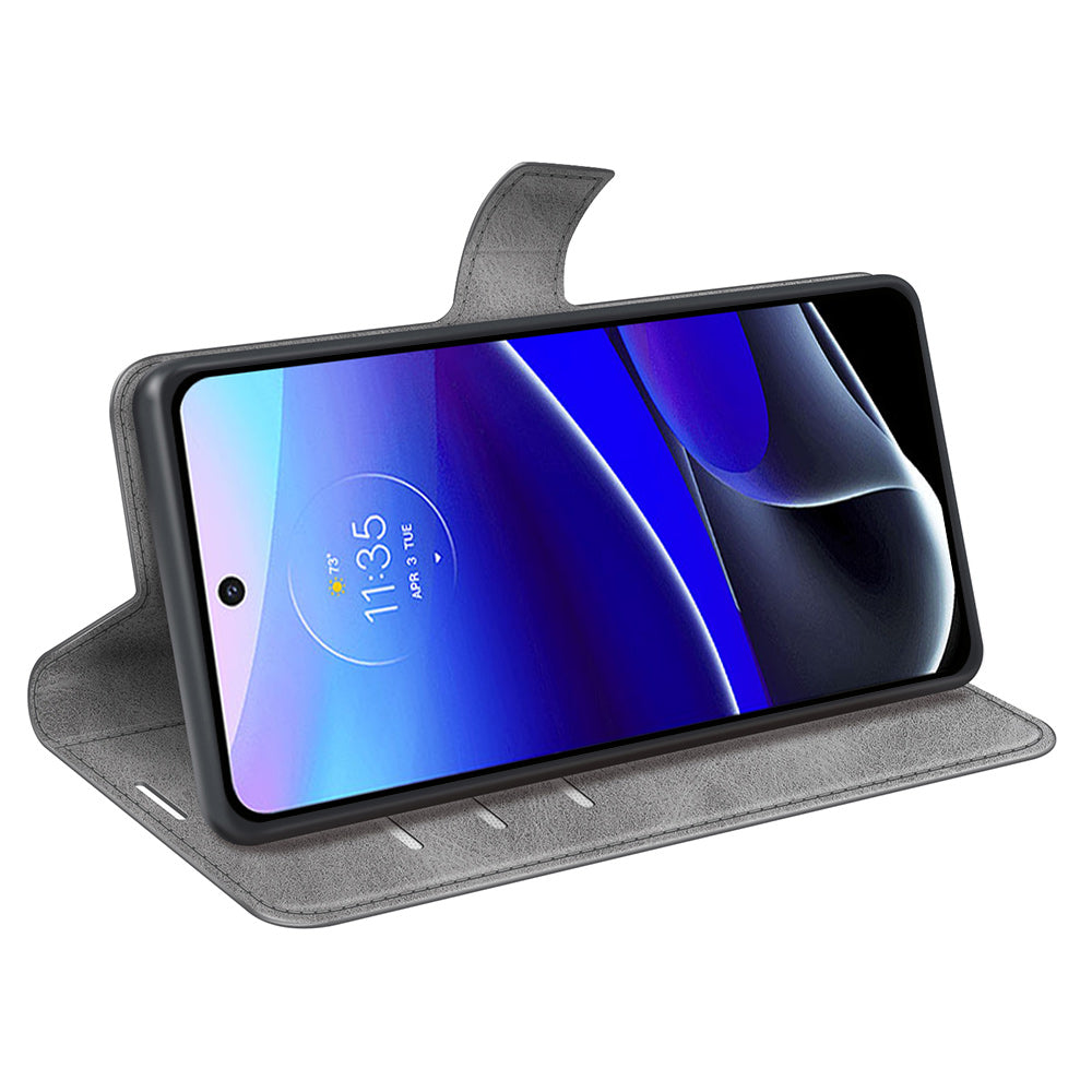 For Motorola Moto G Stylus 5G (2022) Non-slip Grip Textured PU Leather Cover Stand Function Magnetic Closure Flip Wallet Case