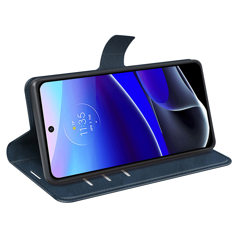 For Motorola Moto G Stylus 5G (2022) Non-slip Grip Textured PU Leather Cover Stand Function Magnetic Closure Flip Wallet Case