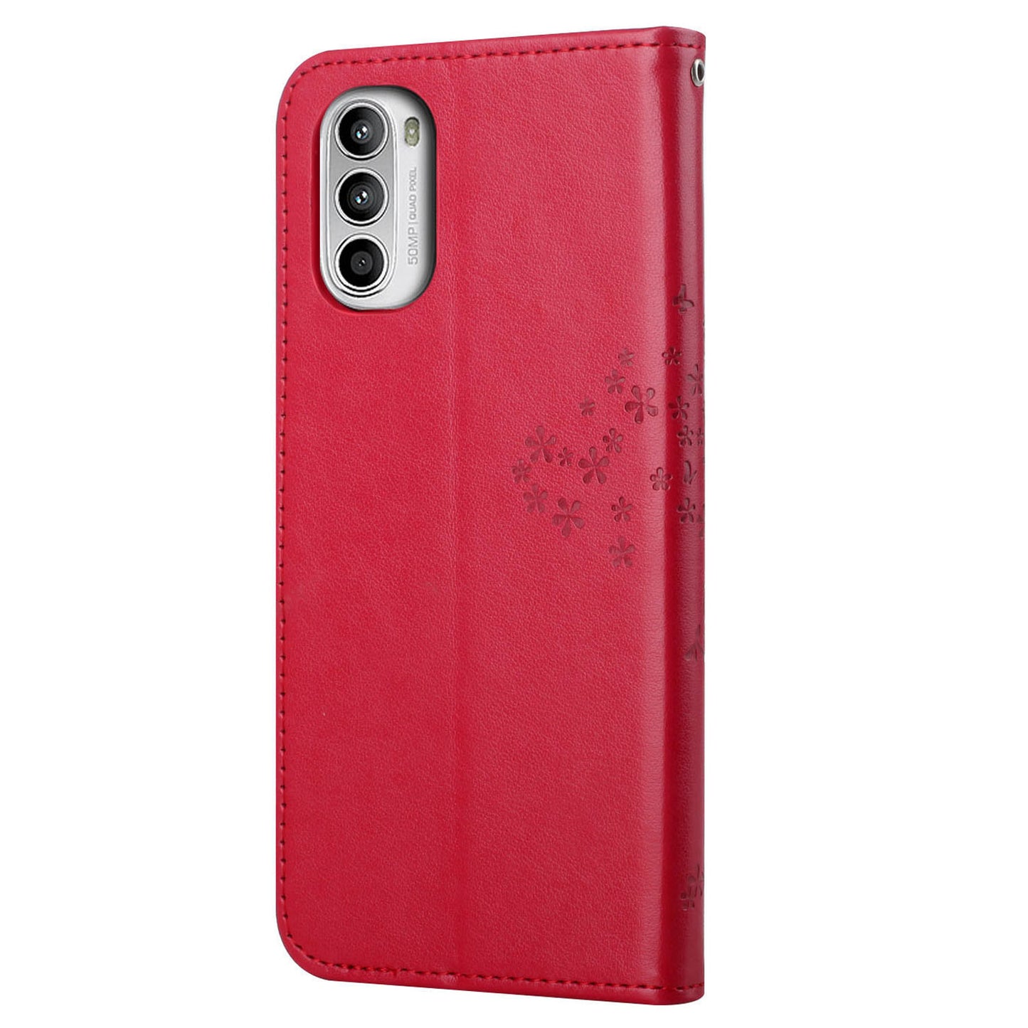 For Motorola Moto G52 4G Anti-scratch Anti-drop PU Leather Phone Cover Owl Tree Pattern Imprinted Wallet Style Stand Case with Wrist Strap