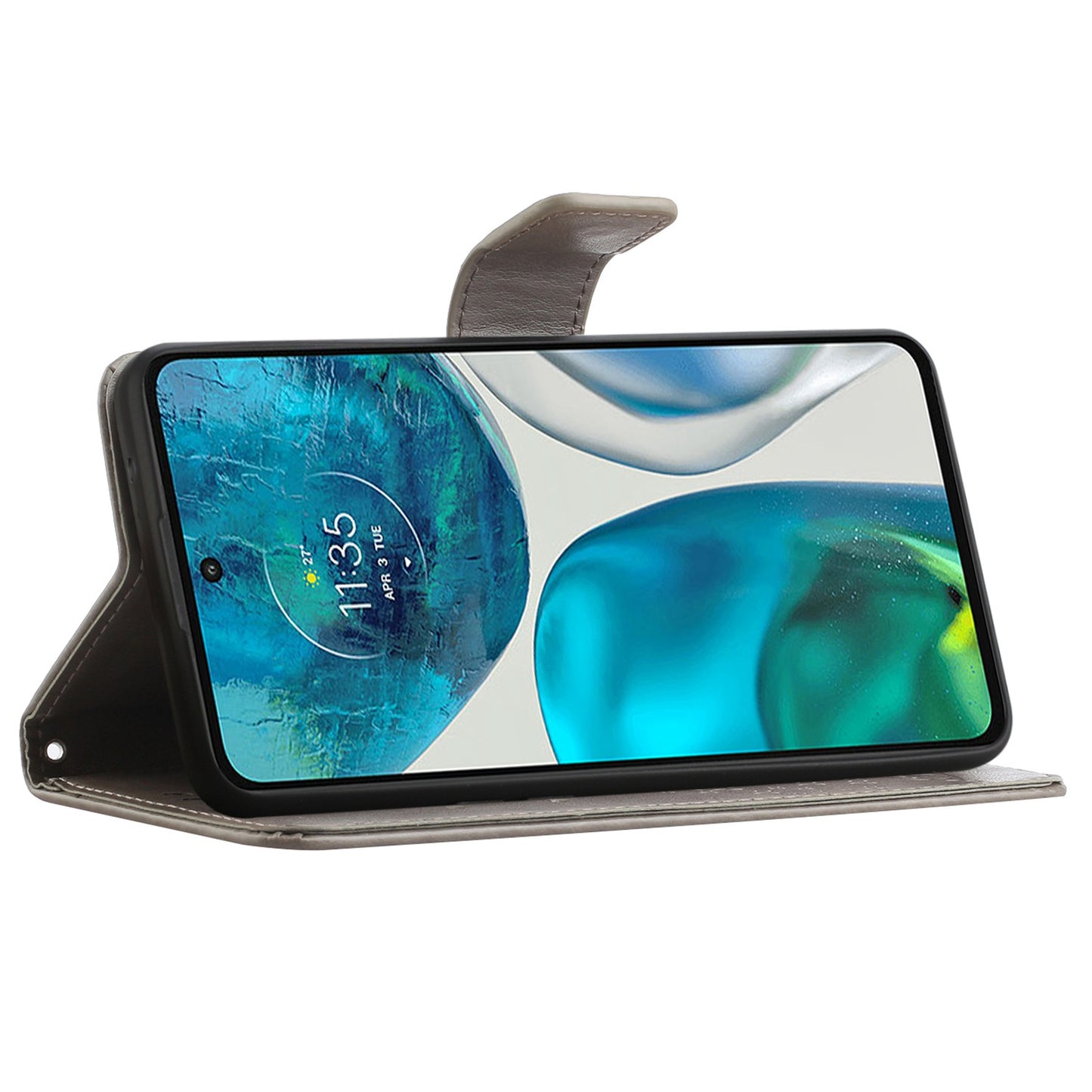 For Motorola Moto G52 4G Anti-scratch Anti-drop PU Leather Phone Cover Owl Tree Pattern Imprinted Wallet Style Stand Case with Wrist Strap