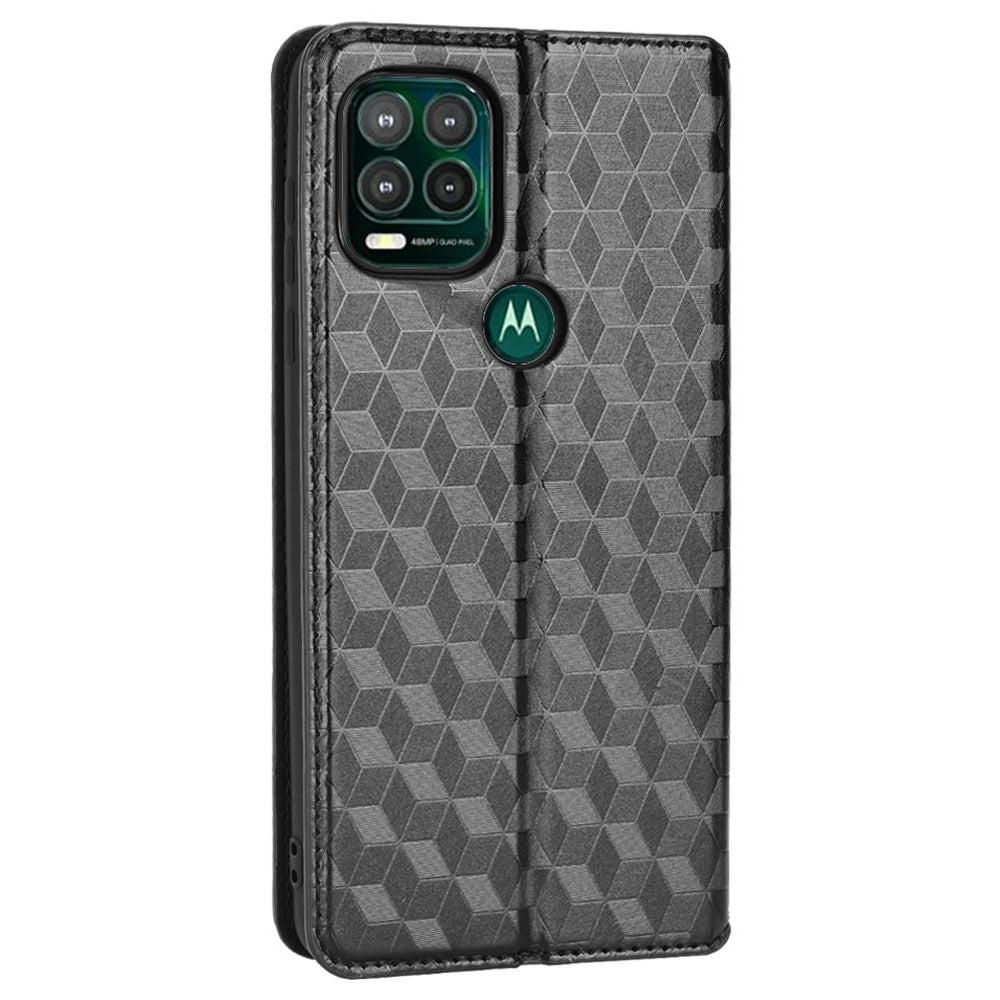 Cell Phone Case for Motorola Moto G Stylus 5G (2021), Imprinted Rhombus Pattern PU Leather Stand Magnetic Auto Closure Wallet Phone Shell