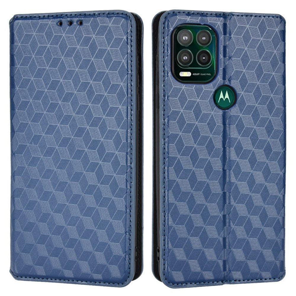 Cell Phone Case for Motorola Moto G Stylus 5G (2021), Imprinted Rhombus Pattern PU Leather Stand Magnetic Auto Closure Wallet Phone Shell