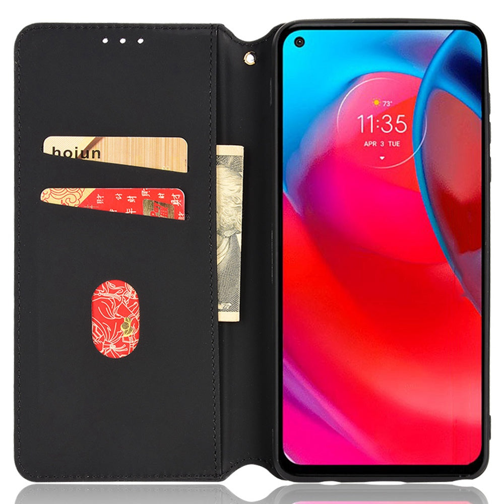 Cell Phone Case for Motorola Moto G Stylus 5G (2021), Imprinted Rhombus Pattern PU Leather Stand Magnetic Auto Closure Wallet Phone Shell