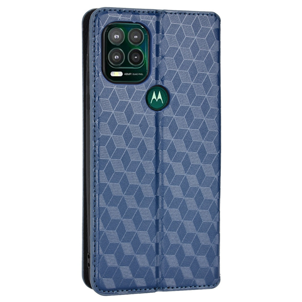 Cell Phone Case for Motorola Moto G Stylus 5G (2021), Imprinted Rhombus Pattern PU Leather Stand Magnetic Auto Closure Wallet Phone Shell