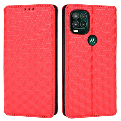 Cell Phone Case for Motorola Moto G Stylus 5G (2021), Imprinted Rhombus Pattern PU Leather Stand Magnetic Auto Closure Wallet Phone Shell