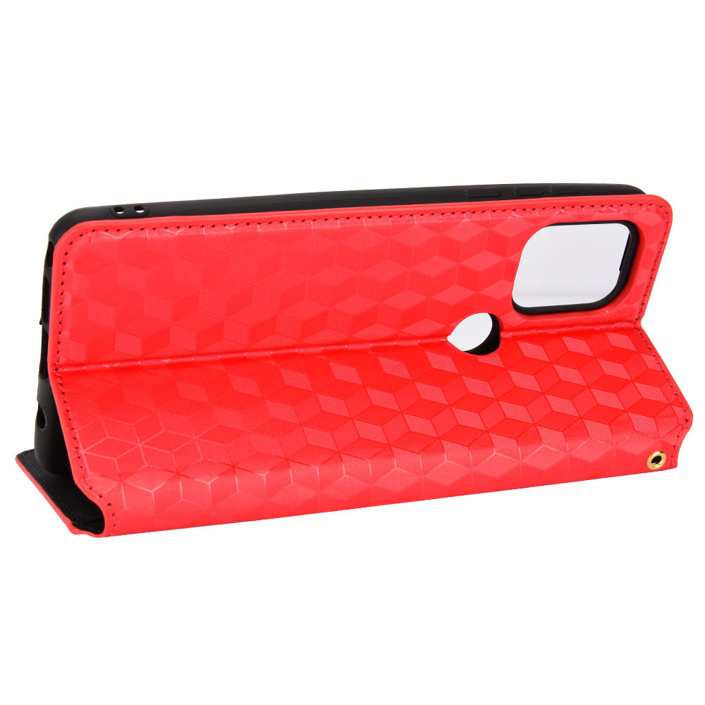 Cell Phone Case for Motorola Moto G Stylus 5G (2021), Imprinted Rhombus Pattern PU Leather Stand Magnetic Auto Closure Wallet Phone Shell