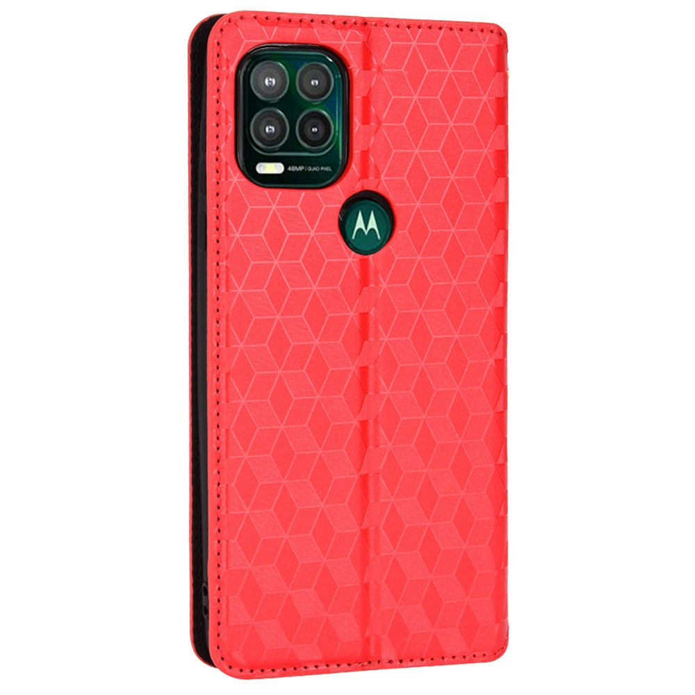 Cell Phone Case for Motorola Moto G Stylus 5G (2021), Imprinted Rhombus Pattern PU Leather Stand Magnetic Auto Closure Wallet Phone Shell