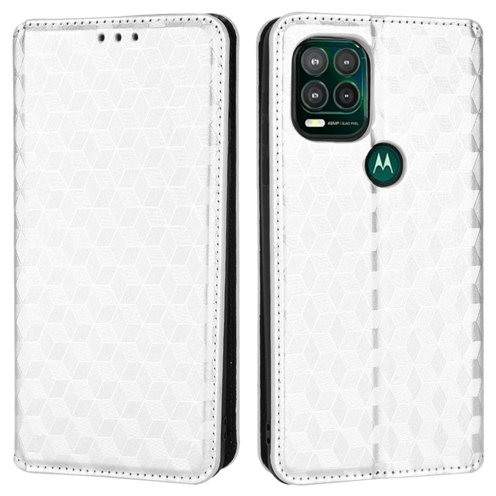 Cell Phone Case for Motorola Moto G Stylus 5G (2021), Imprinted Rhombus Pattern PU Leather Stand Magnetic Auto Closure Wallet Phone Shell