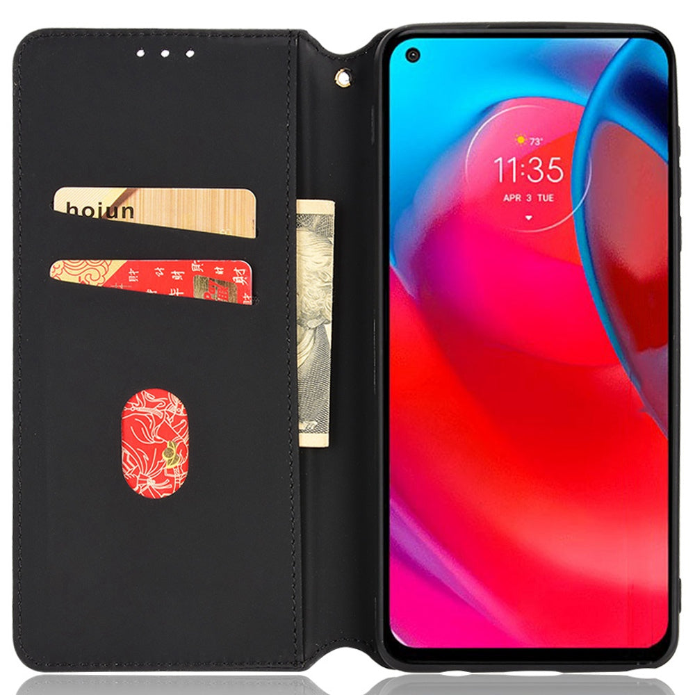 Cell Phone Case for Motorola Moto G Stylus 5G (2021), Imprinted Rhombus Pattern PU Leather Stand Magnetic Auto Closure Wallet Phone Shell