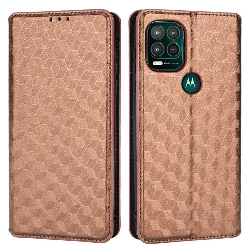 Cell Phone Case for Motorola Moto G Stylus 5G (2021), Imprinted Rhombus Pattern PU Leather Stand Magnetic Auto Closure Wallet Phone Shell