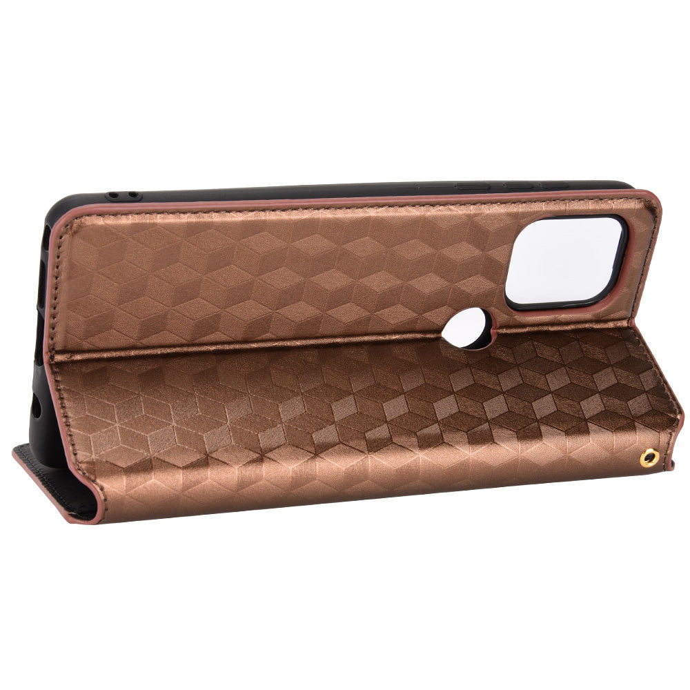 Cell Phone Case for Motorola Moto G Stylus 5G (2021), Imprinted Rhombus Pattern PU Leather Stand Magnetic Auto Closure Wallet Phone Shell