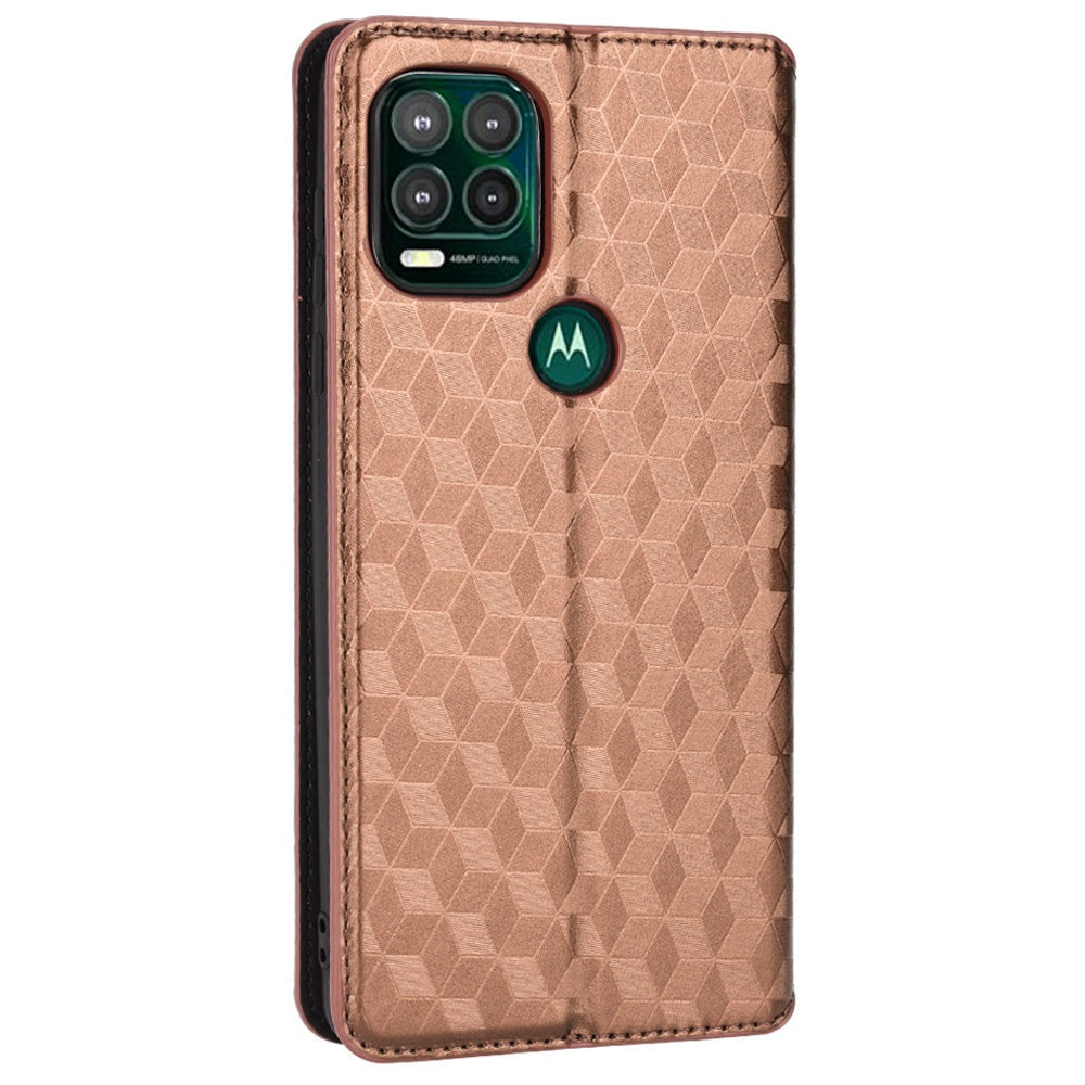 Cell Phone Case for Motorola Moto G Stylus 5G (2021), Imprinted Rhombus Pattern PU Leather Stand Magnetic Auto Closure Wallet Phone Shell