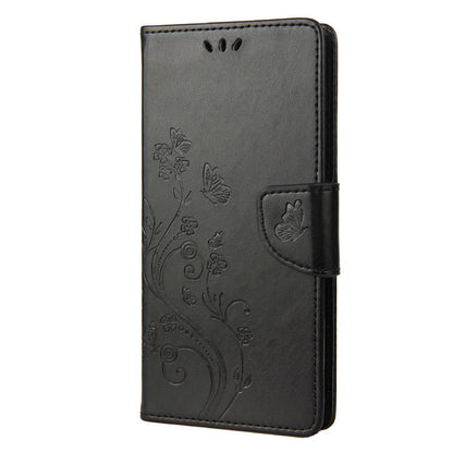 For Motorola Moto G52 4G PU Leather Imprinted Butterfly Flower Pattern Case Wrist Strap Stand Magnetic Closure Wallet Book Flip Cover