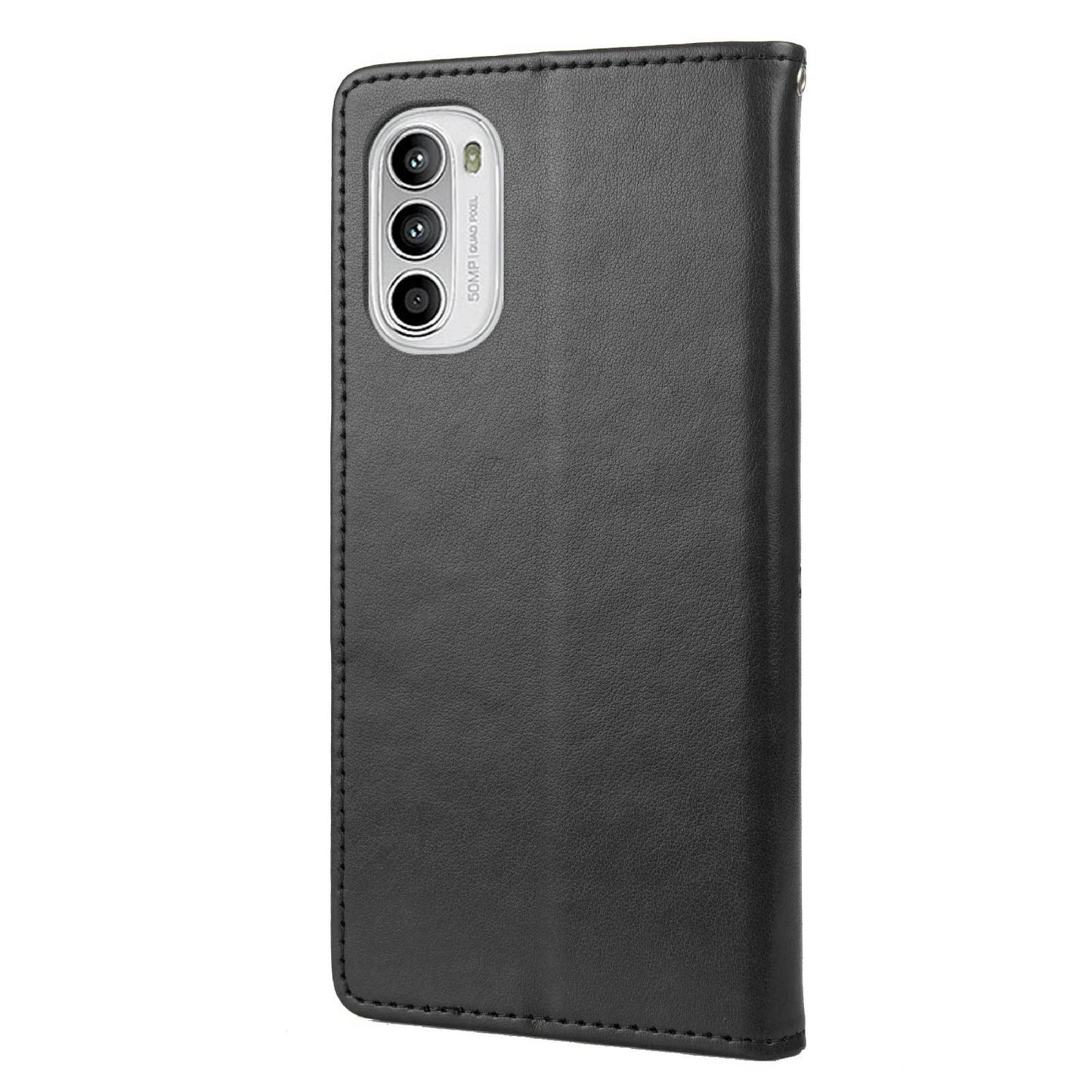 For Motorola Moto G52 4G PU Leather Imprinted Butterfly Flower Pattern Case Wrist Strap Stand Magnetic Closure Wallet Book Flip Cover