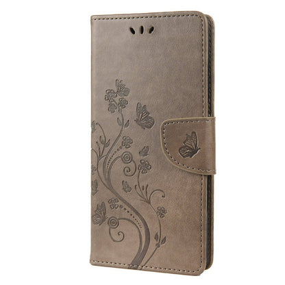 For Motorola Moto G52 4G PU Leather Imprinted Butterfly Flower Pattern Case Wrist Strap Stand Magnetic Closure Wallet Book Flip Cover