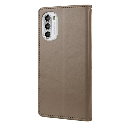 For Motorola Moto G52 4G PU Leather Imprinted Butterfly Flower Pattern Case Wrist Strap Stand Magnetic Closure Wallet Book Flip Cover
