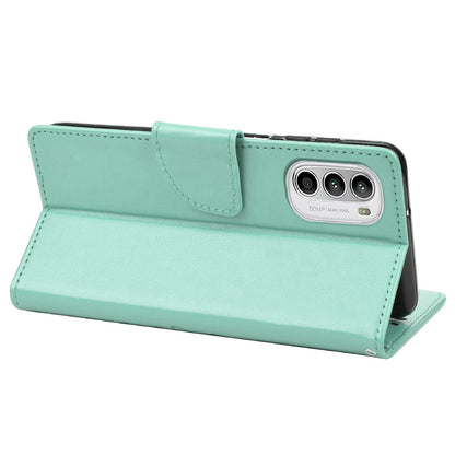 For Motorola Moto G52 4G PU Leather Imprinted Butterfly Flower Pattern Case Wrist Strap Stand Magnetic Closure Wallet Book Flip Cover