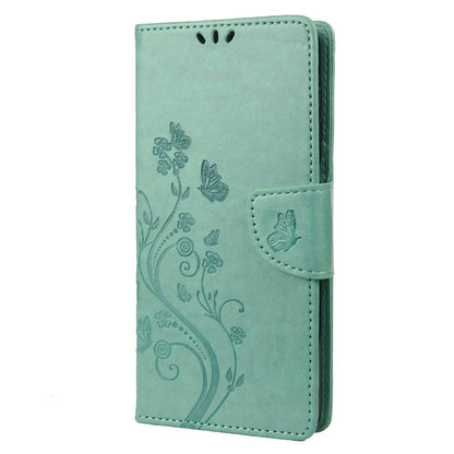 For Motorola Moto G52 4G PU Leather Imprinted Butterfly Flower Pattern Case Wrist Strap Stand Magnetic Closure Wallet Book Flip Cover