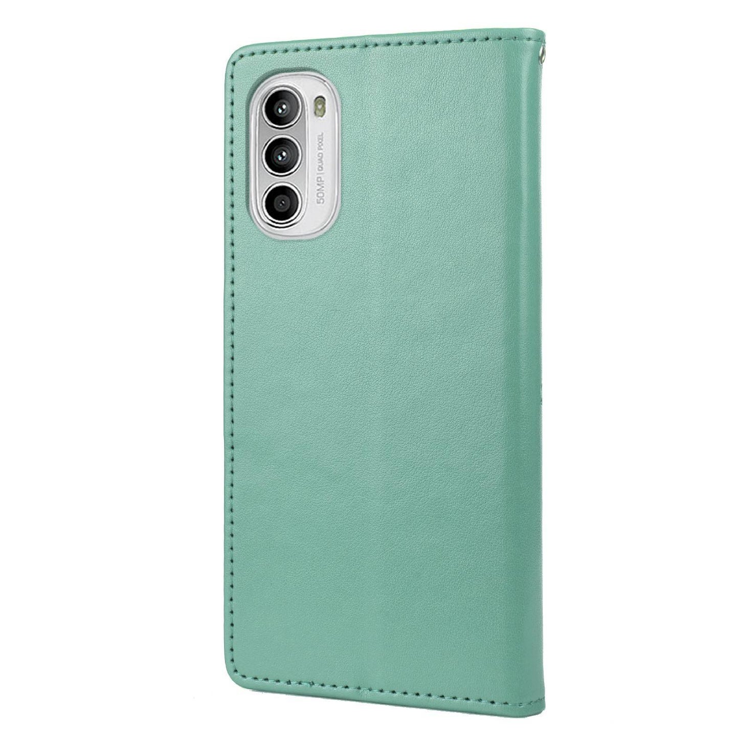 For Motorola Moto G52 4G PU Leather Imprinted Butterfly Flower Pattern Case Wrist Strap Stand Magnetic Closure Wallet Book Flip Cover