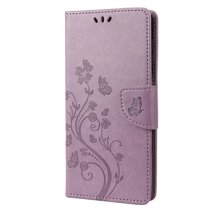 For Motorola Moto G52 4G PU Leather Imprinted Butterfly Flower Pattern Case Wrist Strap Stand Magnetic Closure Wallet Book Flip Cover