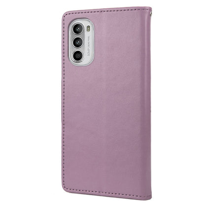 For Motorola Moto G52 4G PU Leather Imprinted Butterfly Flower Pattern Case Wrist Strap Stand Magnetic Closure Wallet Book Flip Cover