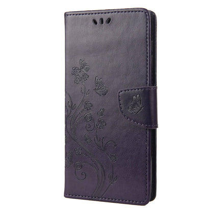 For Motorola Moto G52 4G PU Leather Imprinted Butterfly Flower Pattern Case Wrist Strap Stand Magnetic Closure Wallet Book Flip Cover