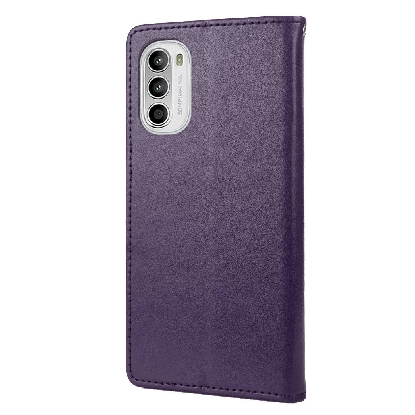 For Motorola Moto G52 4G PU Leather Imprinted Butterfly Flower Pattern Case Wrist Strap Stand Magnetic Closure Wallet Book Flip Cover