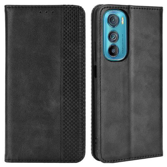 Retro Surface Auto-Absorbed Leather Phone Cover for Motorola Edge 30, Folio Flip Wallet Folding Stand Case Phone Accessory