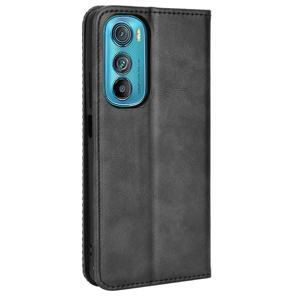 Retro Surface Auto-Absorbed Leather Phone Cover for Motorola Edge 30, Folio Flip Wallet Folding Stand Case Phone Accessory