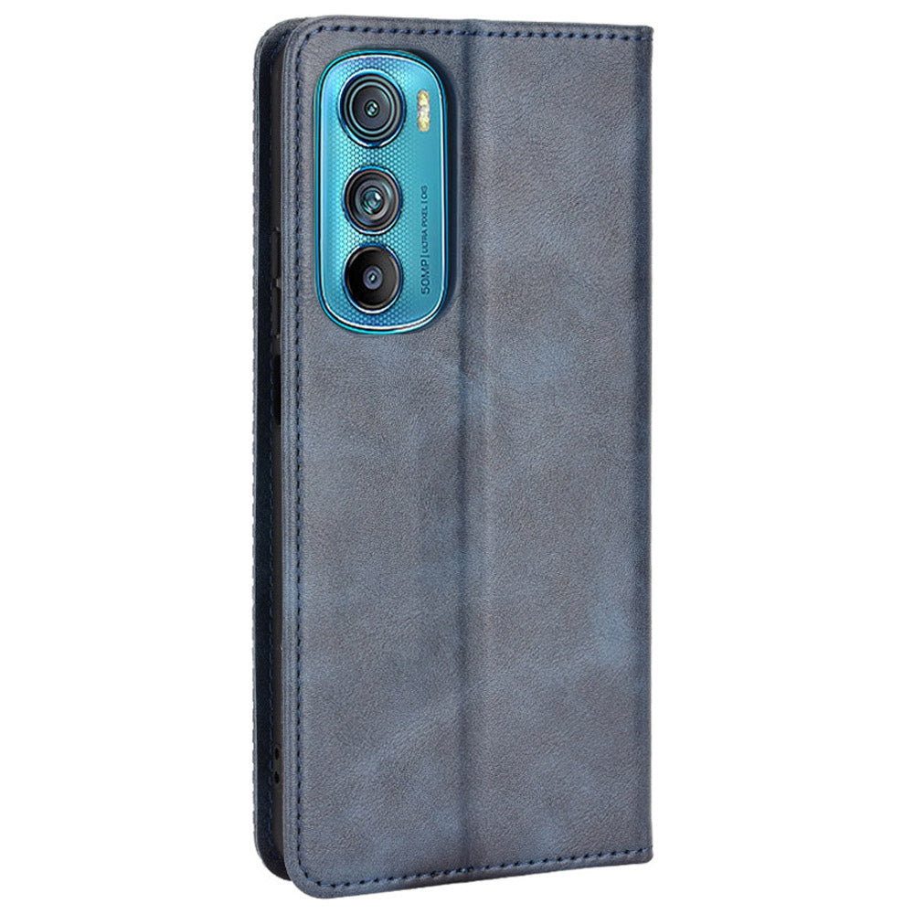 Retro Surface Auto-Absorbed Leather Phone Cover for Motorola Edge 30, Folio Flip Wallet Folding Stand Case Phone Accessory