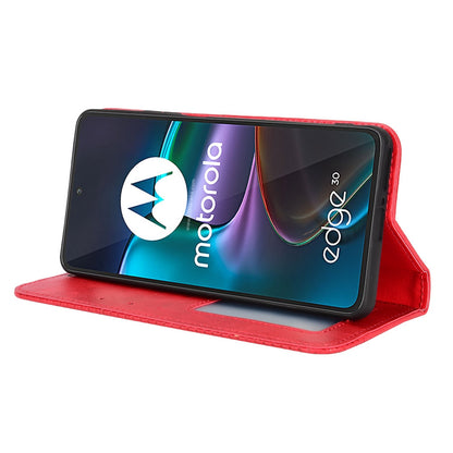 Retro Surface Auto-Absorbed Leather Phone Cover for Motorola Edge 30, Folio Flip Wallet Folding Stand Case Phone Accessory
