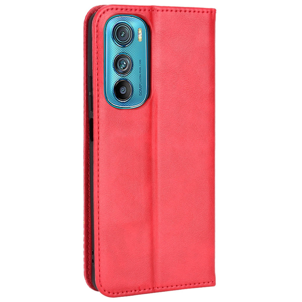 Retro Surface Auto-Absorbed Leather Phone Cover for Motorola Edge 30, Folio Flip Wallet Folding Stand Case Phone Accessory