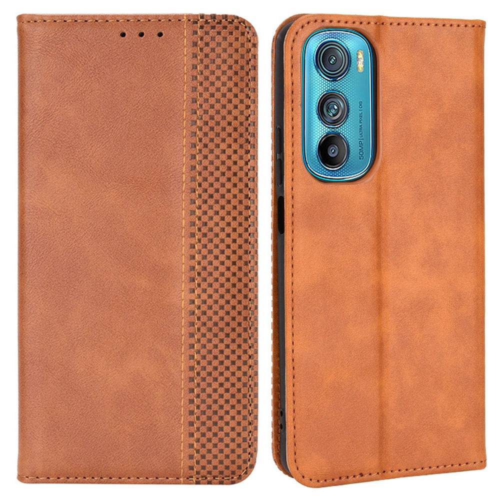 Retro Surface Auto-Absorbed Leather Phone Cover for Motorola Edge 30, Folio Flip Wallet Folding Stand Case Phone Accessory