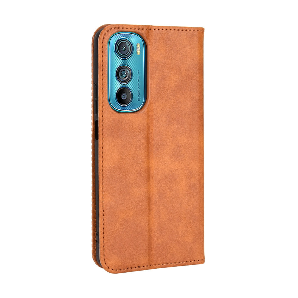 Retro Surface Auto-Absorbed Leather Phone Cover for Motorola Edge 30, Folio Flip Wallet Folding Stand Case Phone Accessory