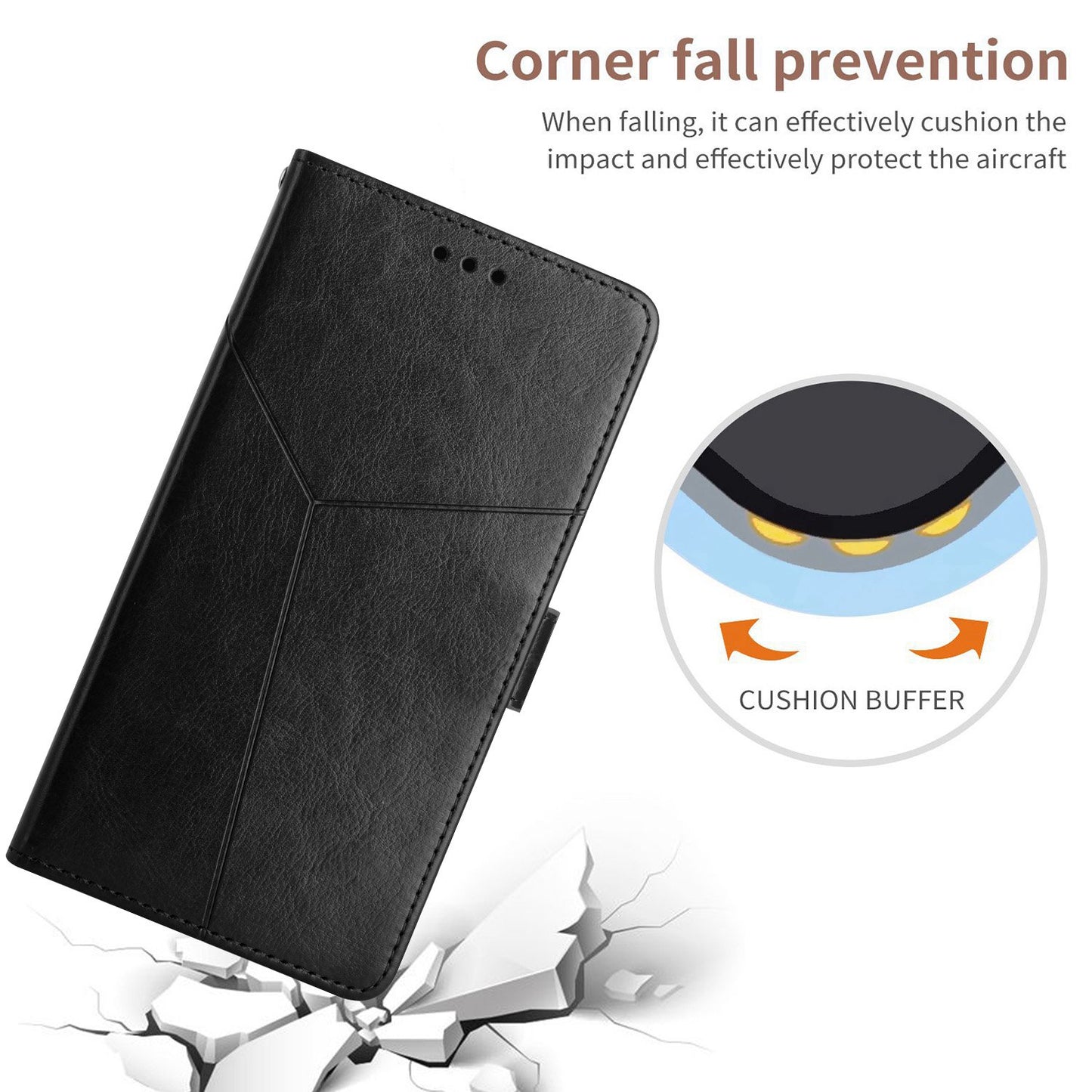 Shockproof Phone Case For Oppo A57 4G / A57 (2022) 5G / A77 5G / 4G / Realme Narzo 50 5G, HT01 Wallet Stand Imprinted Y-Shaped Lines PU Leather Cover with Strap