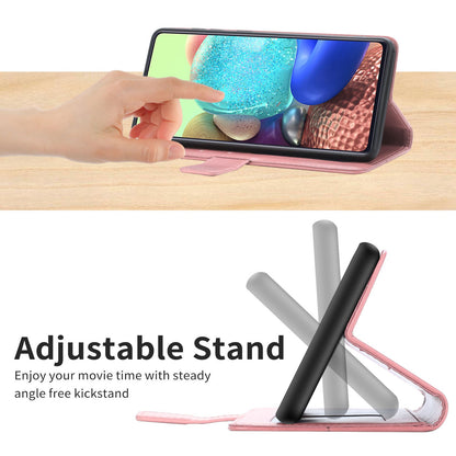 Shockproof Phone Case For Oppo A57 4G / A57 (2022) 5G / A77 5G / 4G / Realme Narzo 50 5G, HT01 Wallet Stand Imprinted Y-Shaped Lines PU Leather Cover with Strap